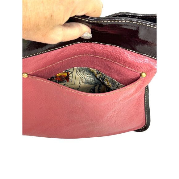 Americana By Sharif Vintage Crossbody Purse Pink Brown Strap Pockets Lined Zip - Picture 9 of 16